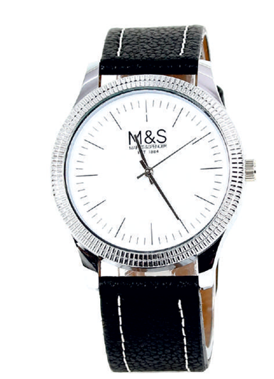 Premium Textured Bezel Leather Strap Watch