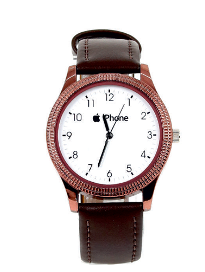 Classic Textured Bezel Leather Strap Watch