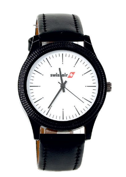 Premium Black Textured Bezel Leather Strap Watch