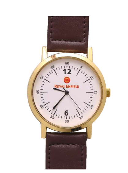 Classic Gold Finish Leather Strap Watch