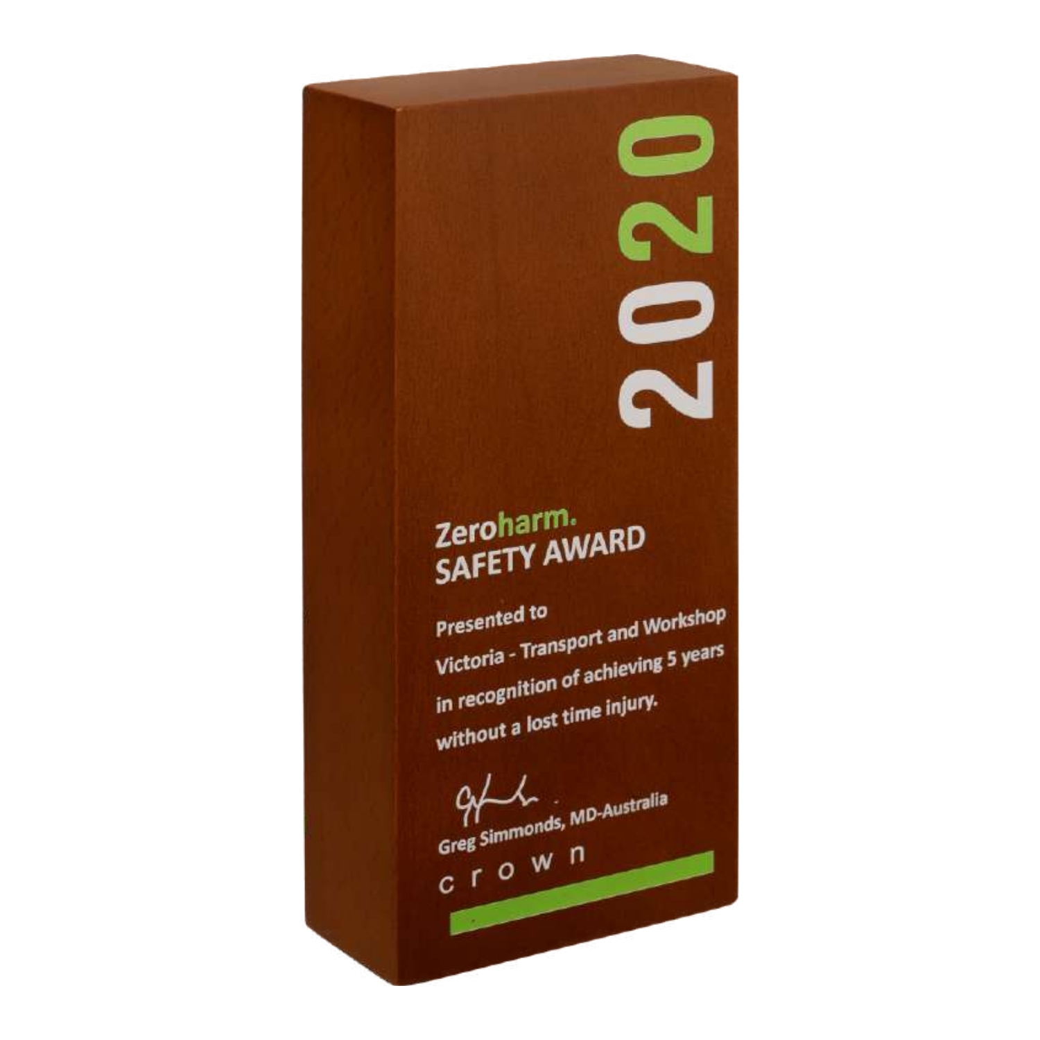 Premium Wooden Recognition Trophy – Vertical German Wood Award Plaque with Matte Finish | Corporate Achievement & Safety Awards