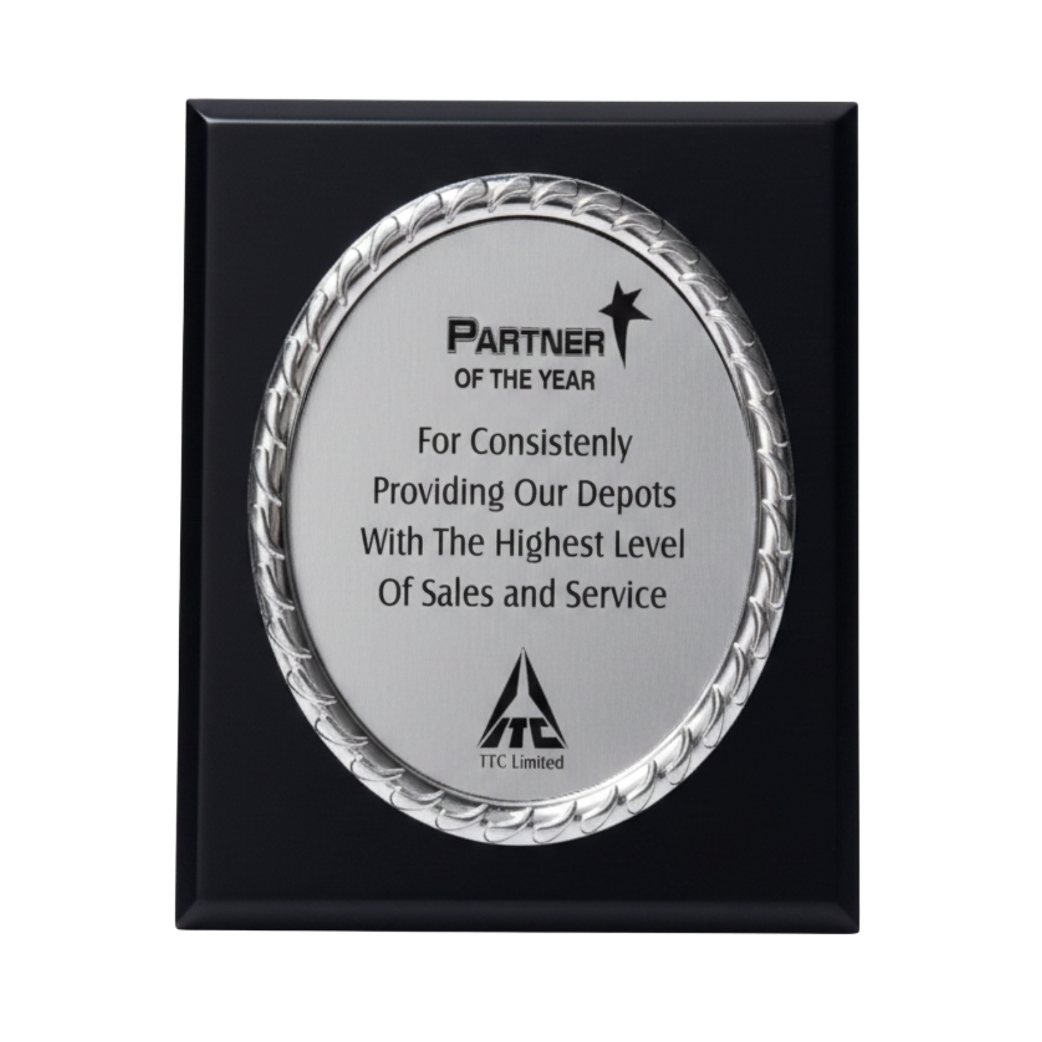 Premium Silver Engraved Award Plaque – Recognition Trophy with Metal Plate | Corporate & Partner Awards