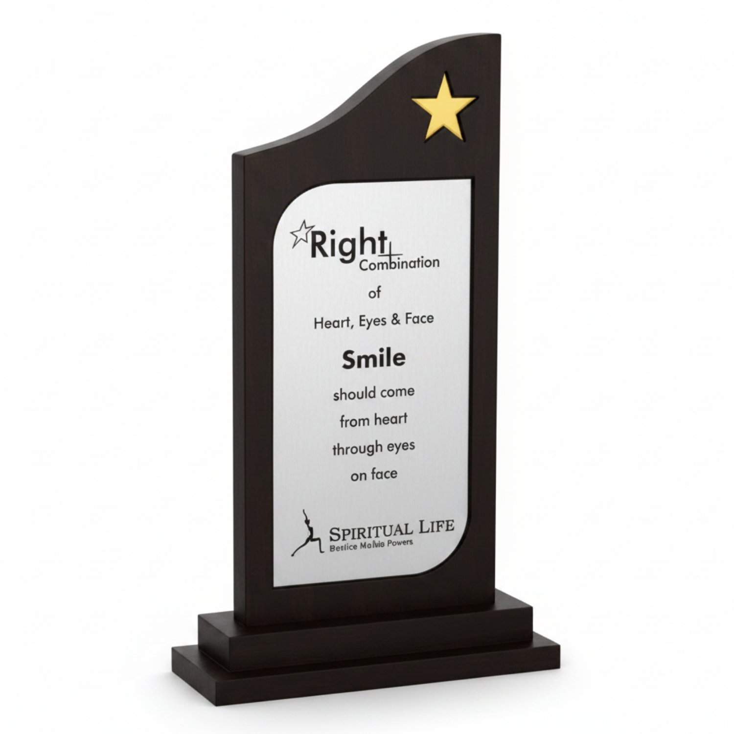 Curved Star Corporate Trophy – Recognition Award with Engraved Panel | Employee Appreciation & Service Awards