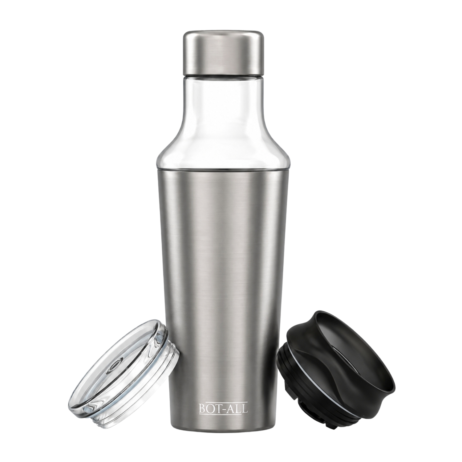 BOT-ALL MAX 3-in-1 Stainless Steel Water Bottle (700 ml) with Mug (540 ml), Vacuum Insulated Flask, Hot & Cold 12 Hours, Multi Lid Bottle for Travel & Office