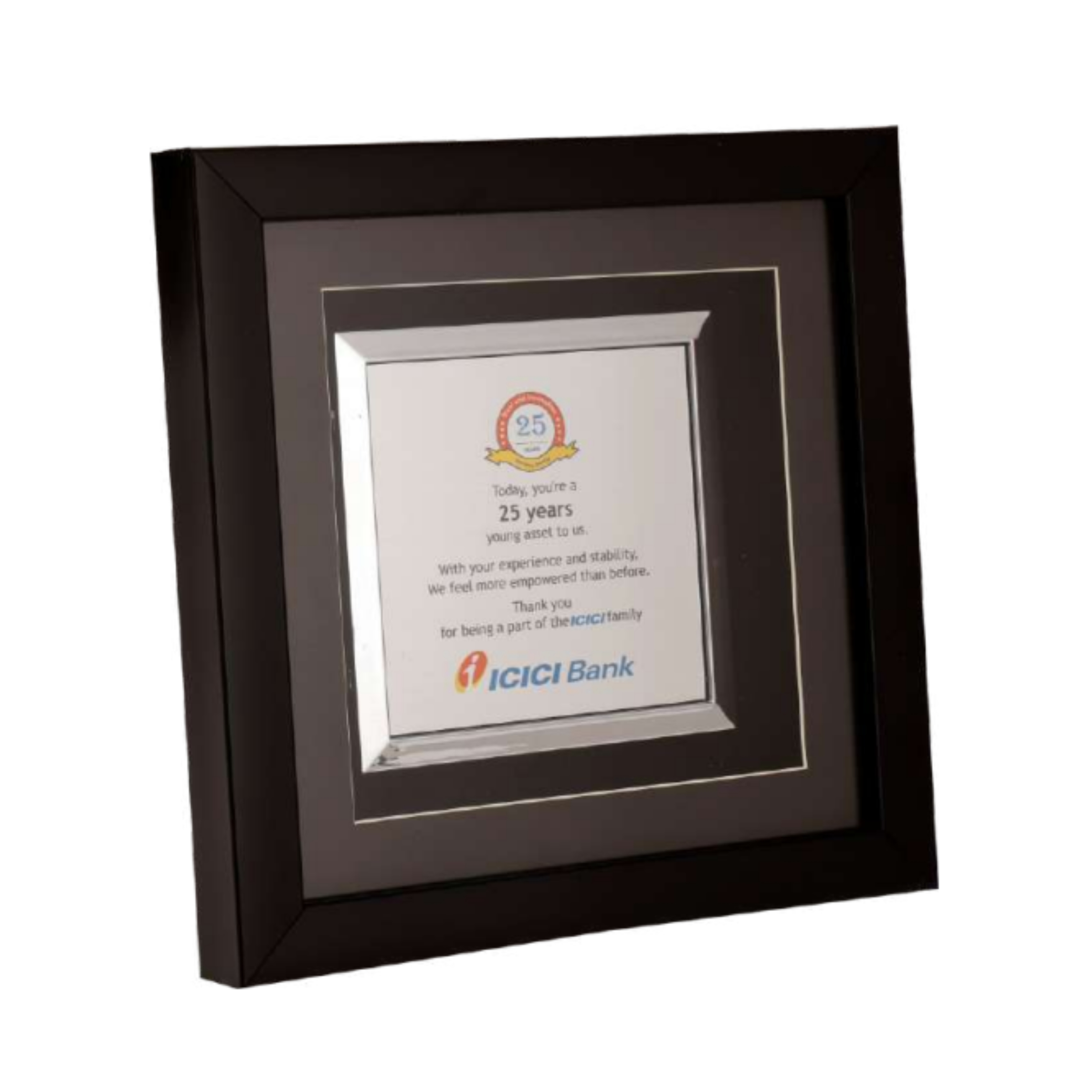 Classic Square Award Plaque – Wooden Recognition Trophy with Metal Border & Center Panel | Corporate & Employee Awards