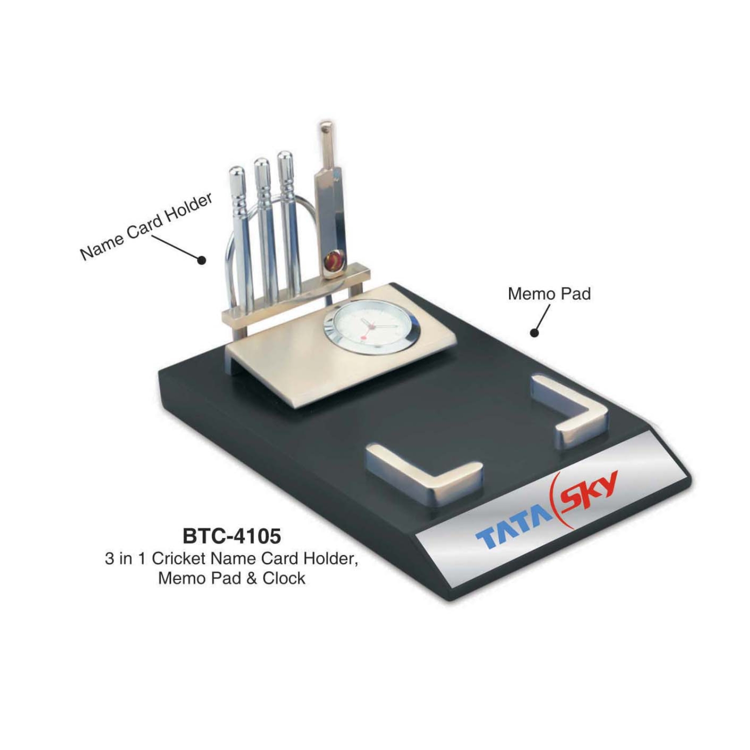 3-In-1 Cricket Theme Desk Organizer With Clock BTC-4105