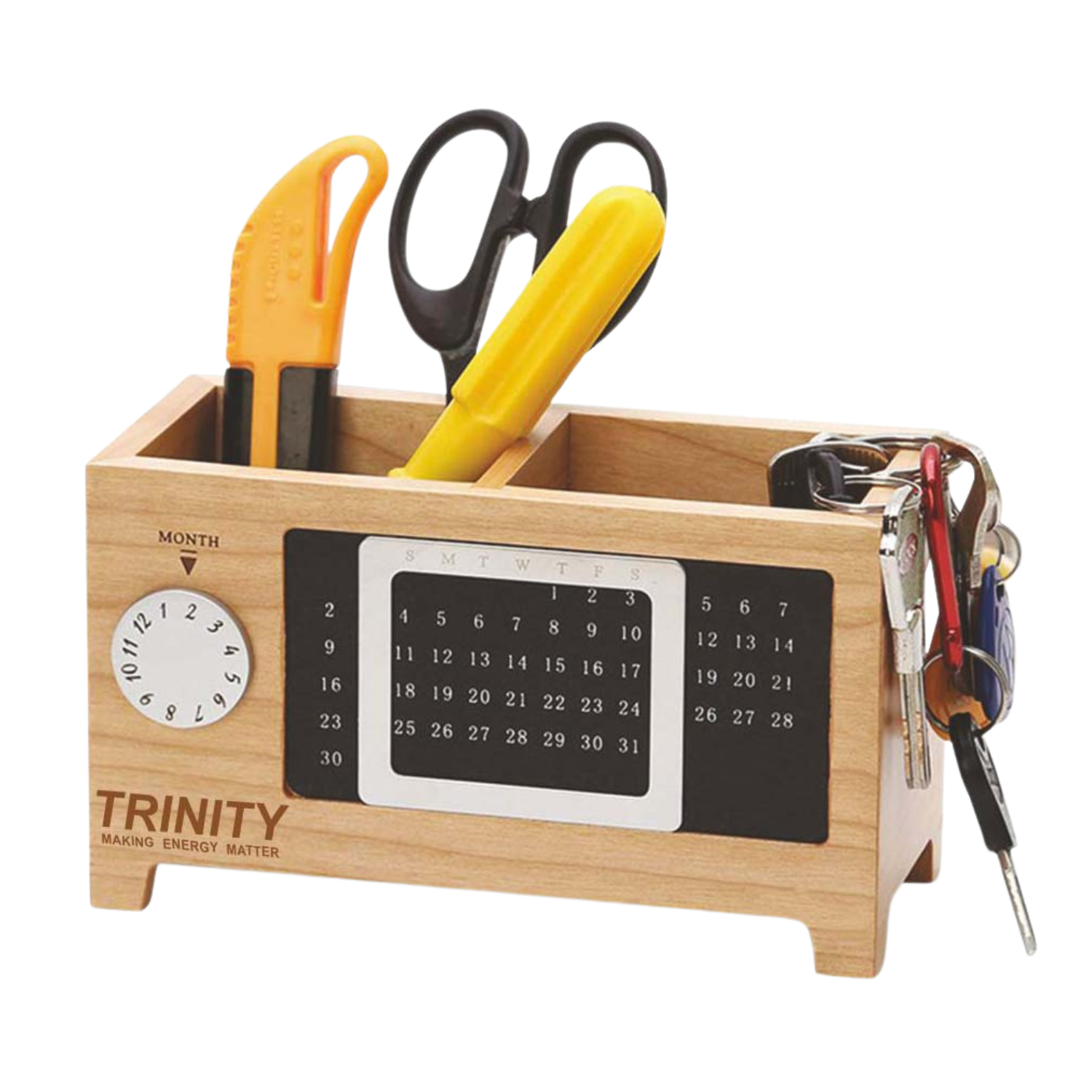 Wooden Desk Organizer With Perpetual Calendar BTC - 4251