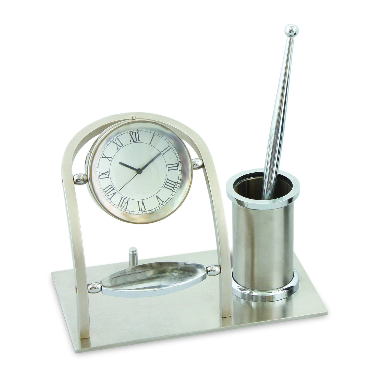 Desk Clock With Metal Pen Stand (BTC - 331)