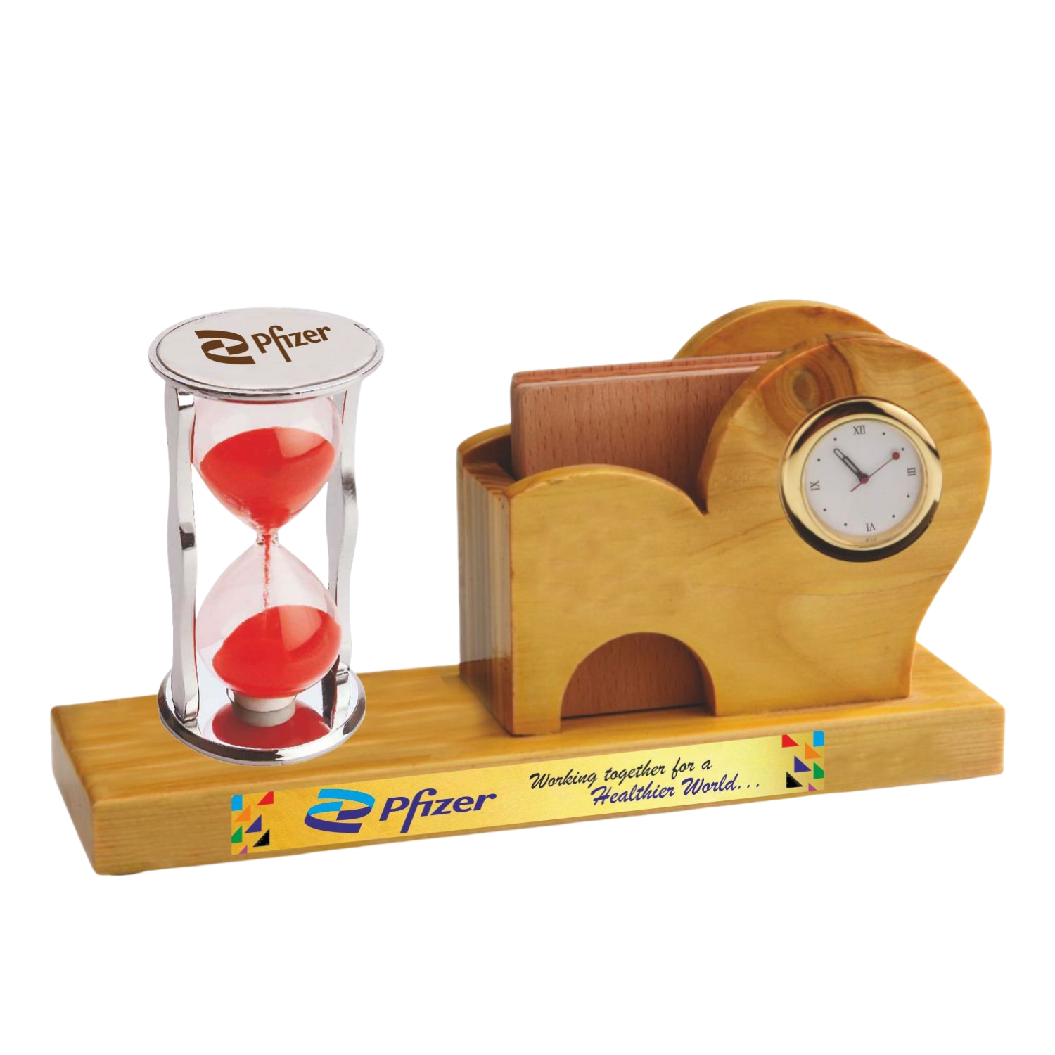 Hourglass Desk Set With Clock (BTC - 4247) 