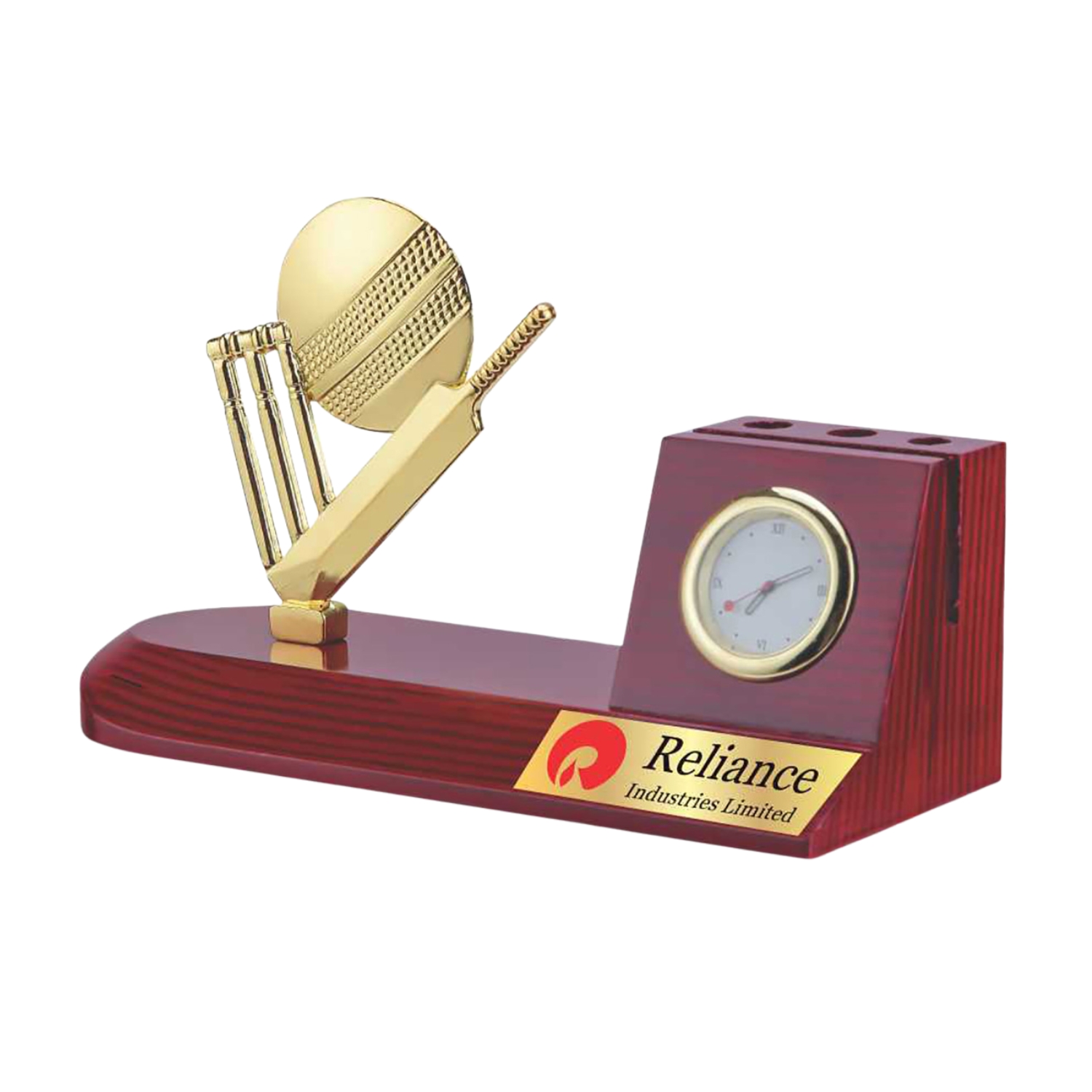 Wooden Cricket Desk Organiser With Clock BTC - 4272