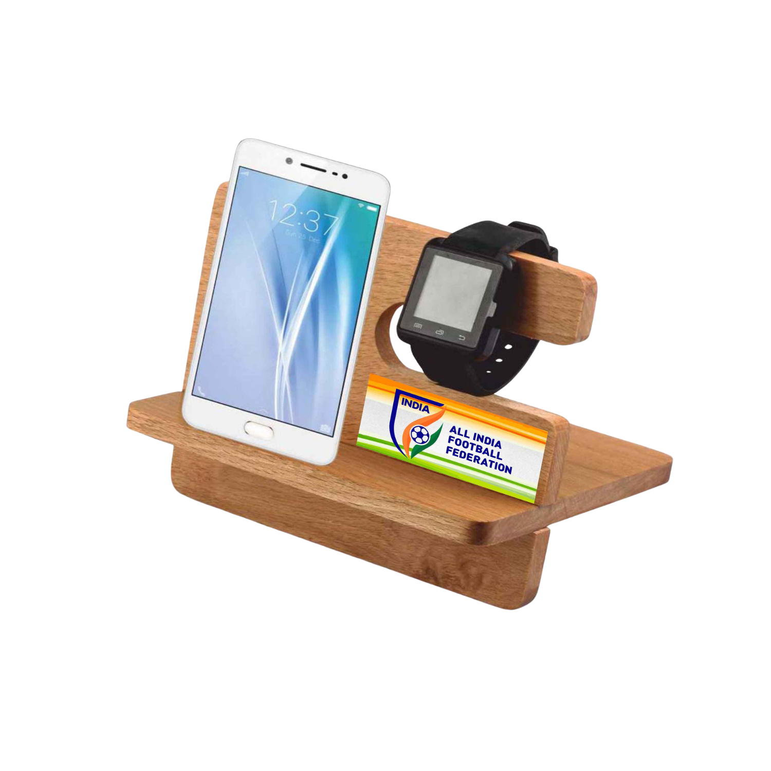 Wooden Mobile & Watch Holder BTC - 4206