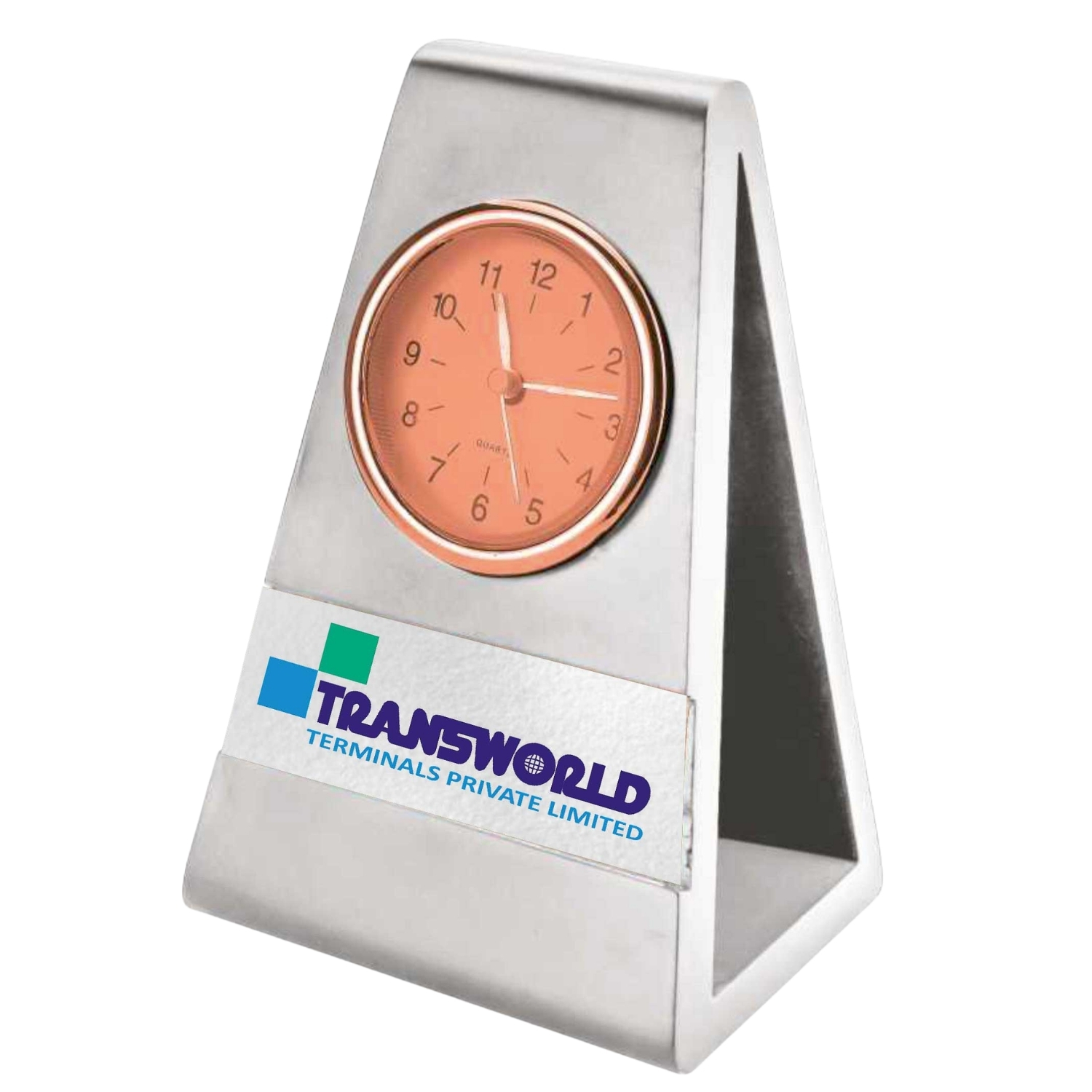 Triangular Steel Desk Clock BTC - 4258