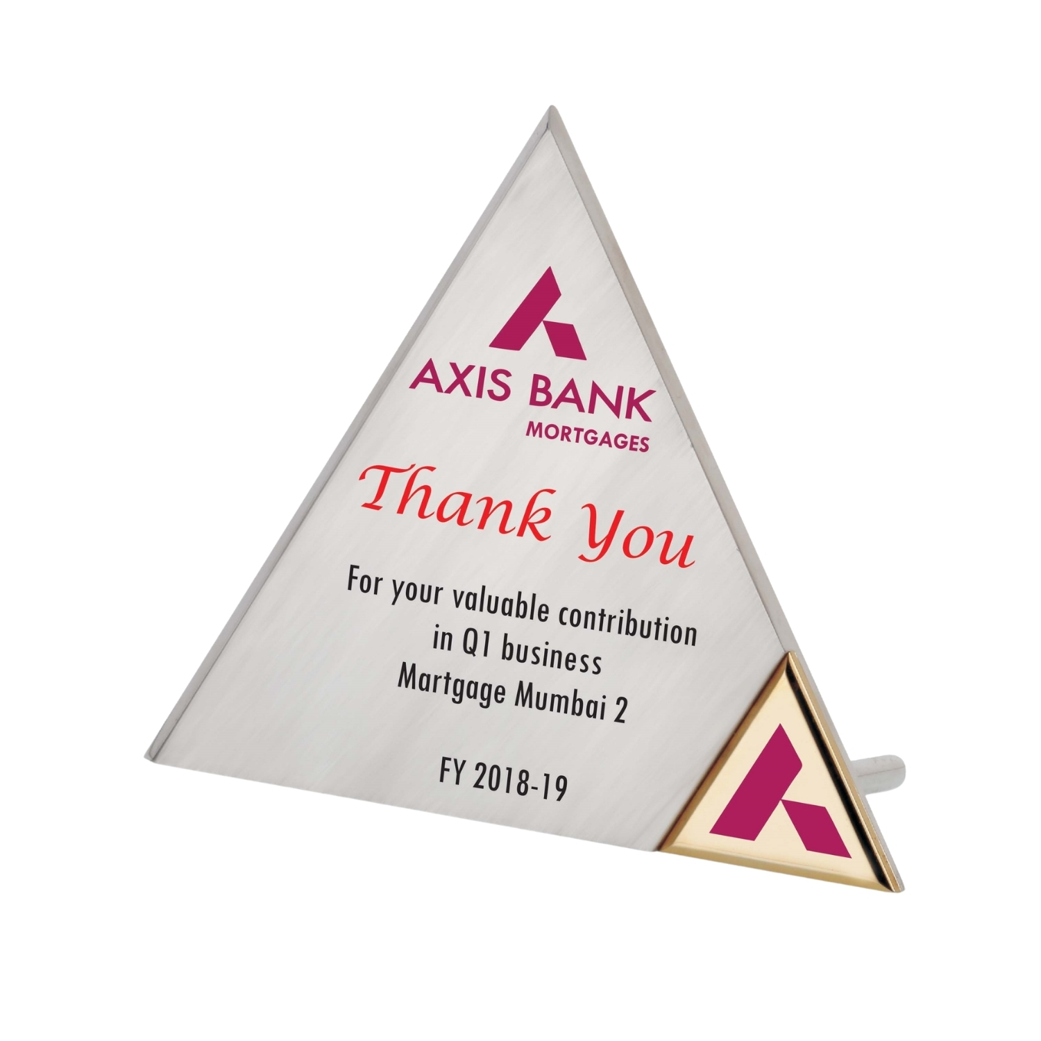 A Small Triangle Desk Memento, Made Of A Solid Single Block Of Aluminium. TRO - 2254