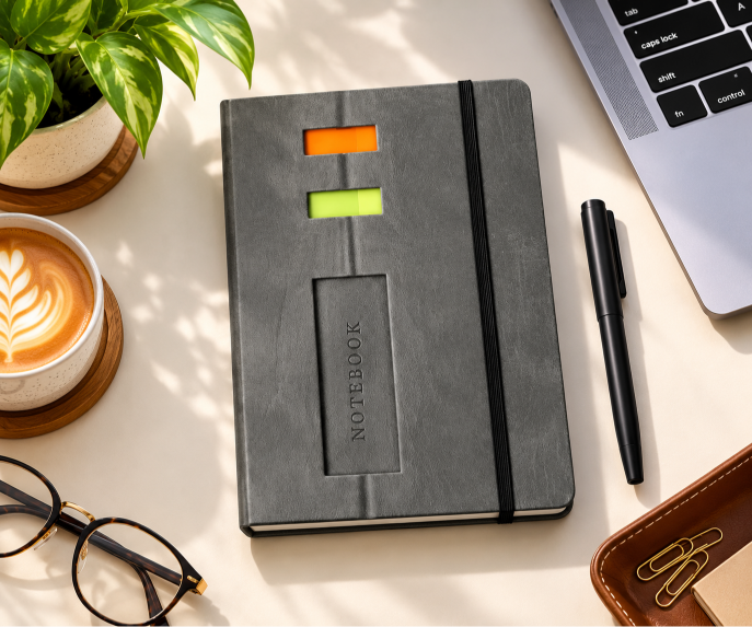 GE-793  Grey functional notebook with built-in utility slots