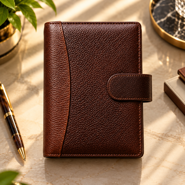 GE-844 Brown textured organiser with strap closure