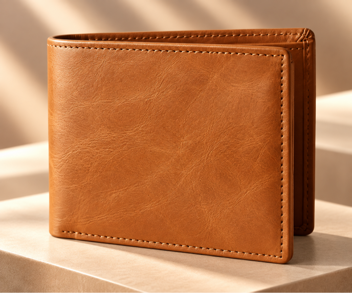 GE-864  Tan leather-look minimalist wallet