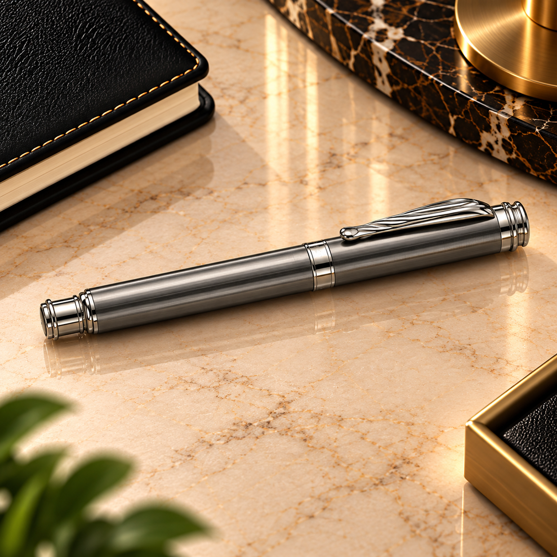 Silver Ribbed Executive Pen