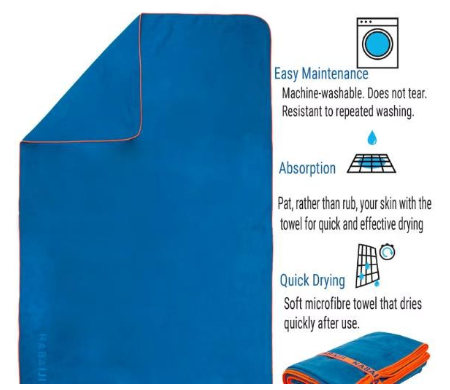 Decathlon Microfiber Towel Size L 80 x 130 cm Blue Petrol view 2
