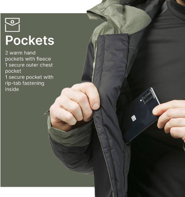 Decathlon Men’s Waterproof Winter Hiking Jacket Comfortable Upto-10°C - NH500 Warm Green view 2