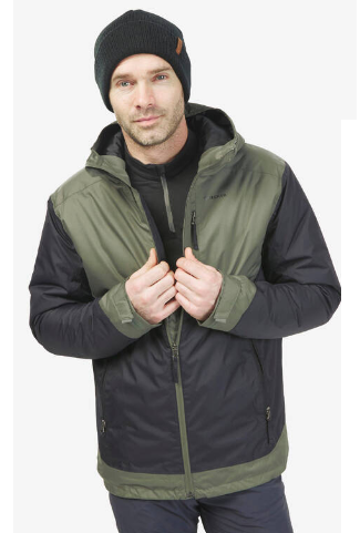 Decathlon Men’s Waterproof Winter Hiking Jacket Comfortable Upto-10°C - NH500 Warm Green