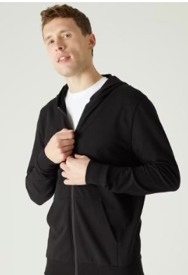 Decathlon Sweatshirt With Hood and Zip 100 For Gym- Black