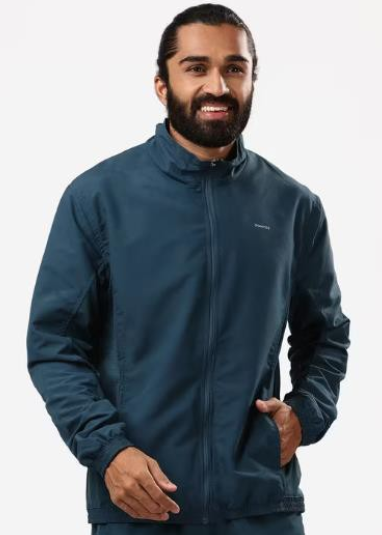 Decathlon Men's Cardio Fitness Tracksuit Jacket FJA 100 - Turquoise Blue view 2