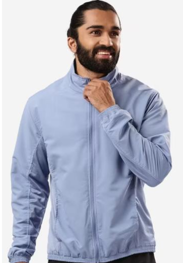 Decathlon Men's Cardio Fitness Tracksuit Jacket FJA 100 -Greyish Blue