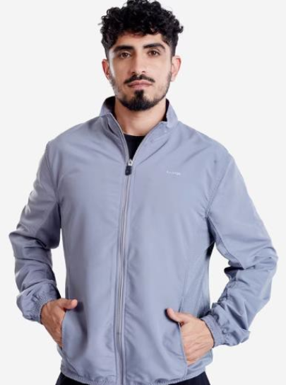Decathlon Men's Cardio Fitness Tracksuit Jacket FJA 100 - Pebble Grey