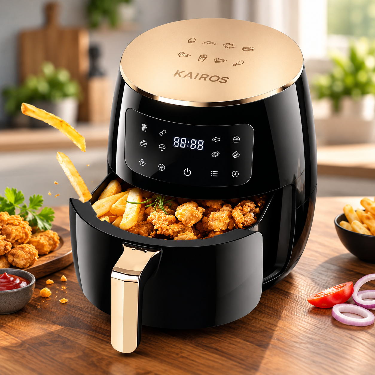 KAIROS Premium Digital Air Fryer – Black & Gold
