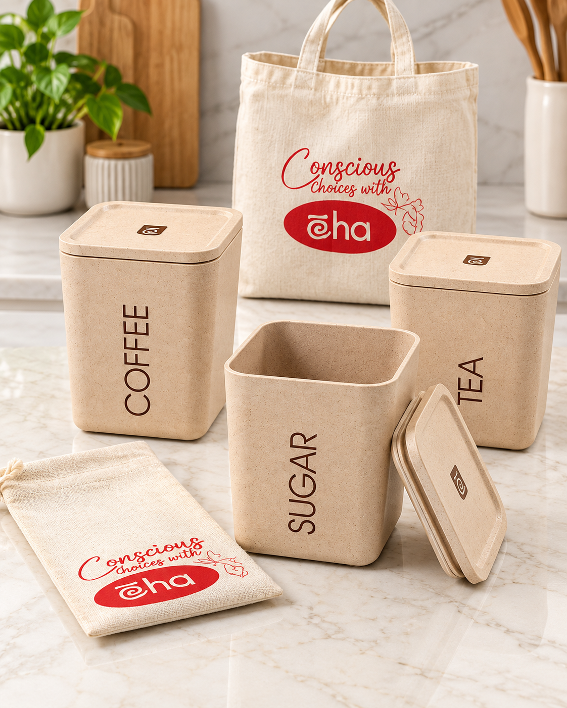 Eha Tea Coffee Sugar Canister Set