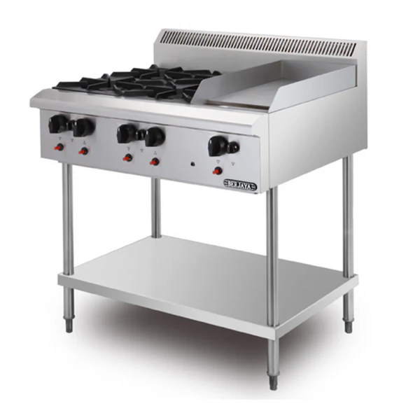 S/S combination of 4 open burner griddle with stand