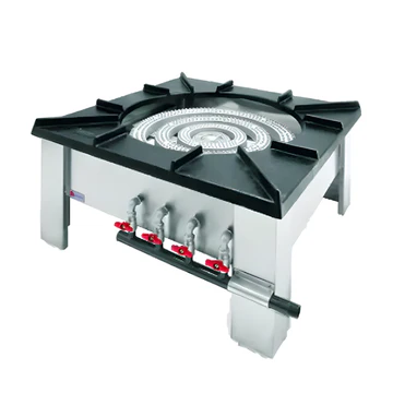 Heavy Duty Stainless-steel Gas Pot Stove (Top Iron Plate Stand 4 ring)