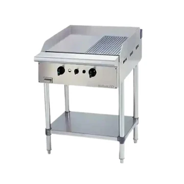 S/S Gas griddle half-ribbed free standing 2 burner(GG2B-12RFS)