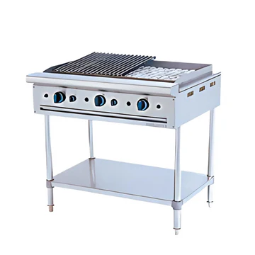 S/S char rock broiler with stand-3 burners(CRB3BFS)