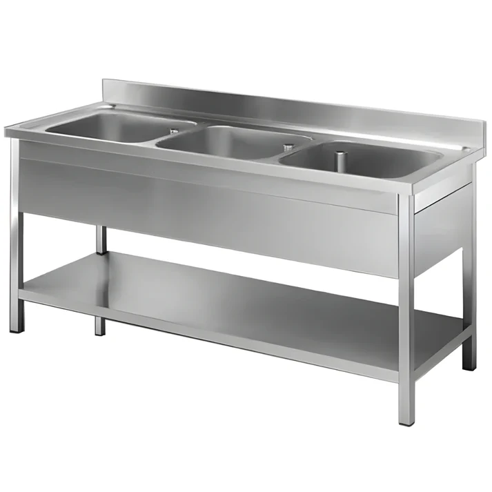Three Bowl Sink Unit – Stainless Steel