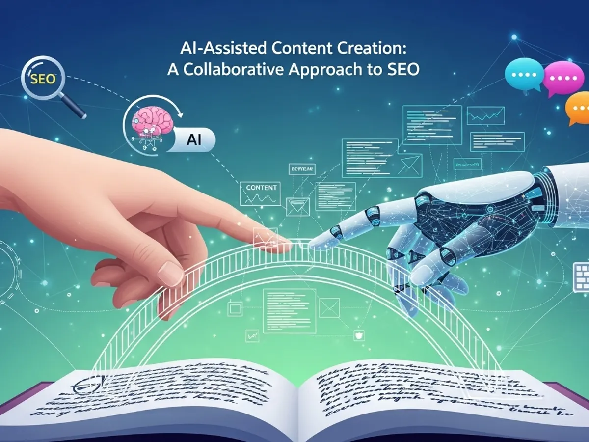 AI-assisted content creation image showcasing AI and human collaboration