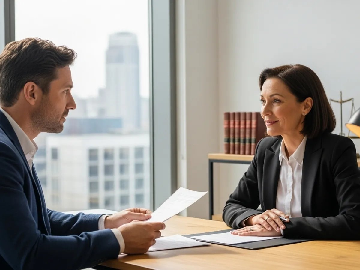 Image of a legal consultation, showing a client meeting with a Delhi lawyer to discuss their case and receive legal help.
