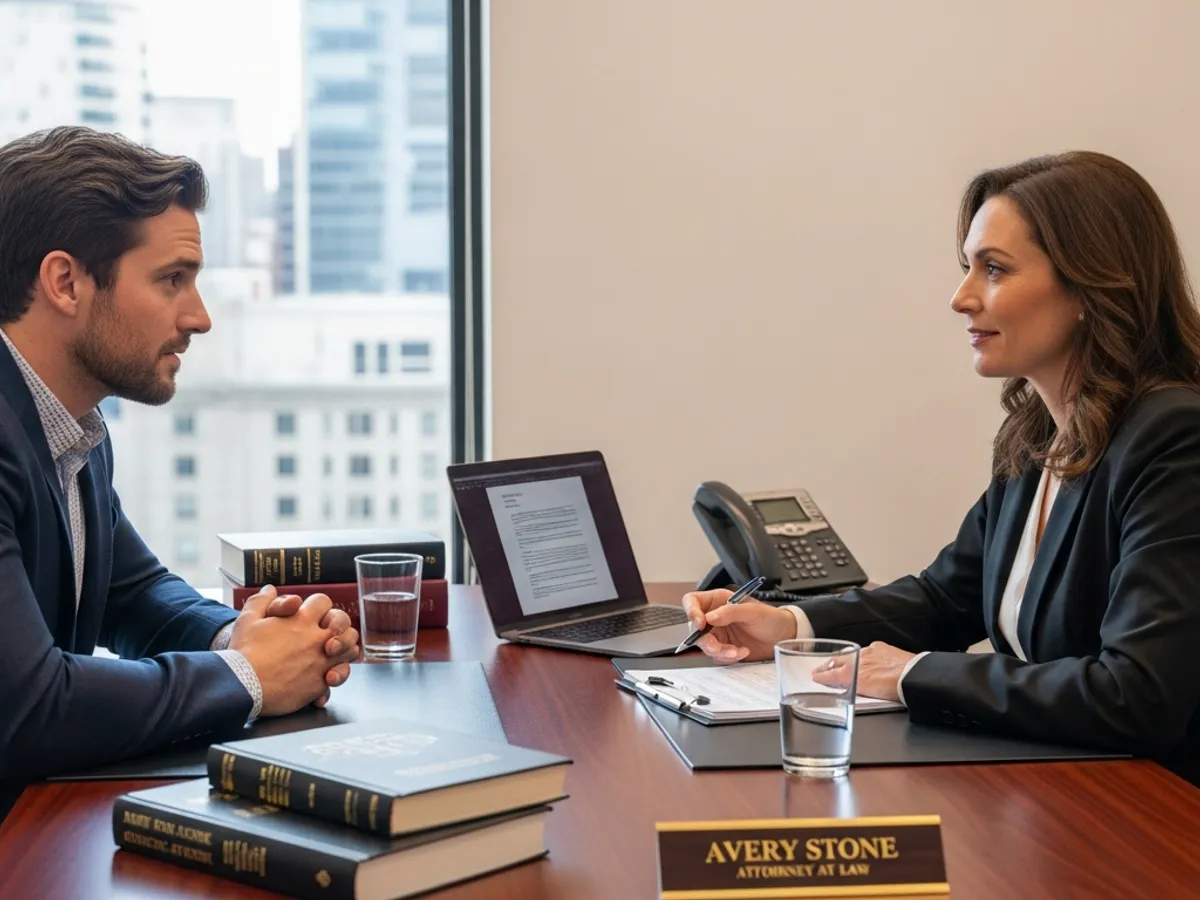 A lawyer in a meeting with a client, discussing legal strategy with a Supreme Court advocate Delhi for legal representation in Delhi.