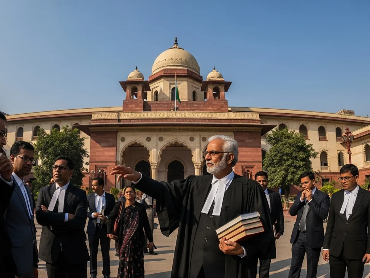Group of lawyers outside the Supreme Court in Delhi, ready to provide legal representation and guidance.