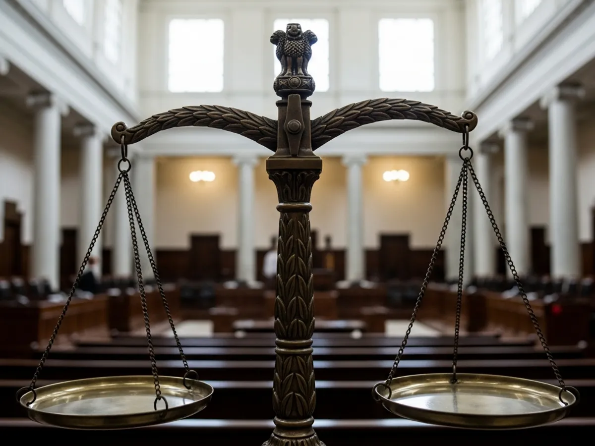 Scales of justice, representing the pursuit of law and order by advocates in the Supreme Court of Delhi and high court lawyers in Delhi.