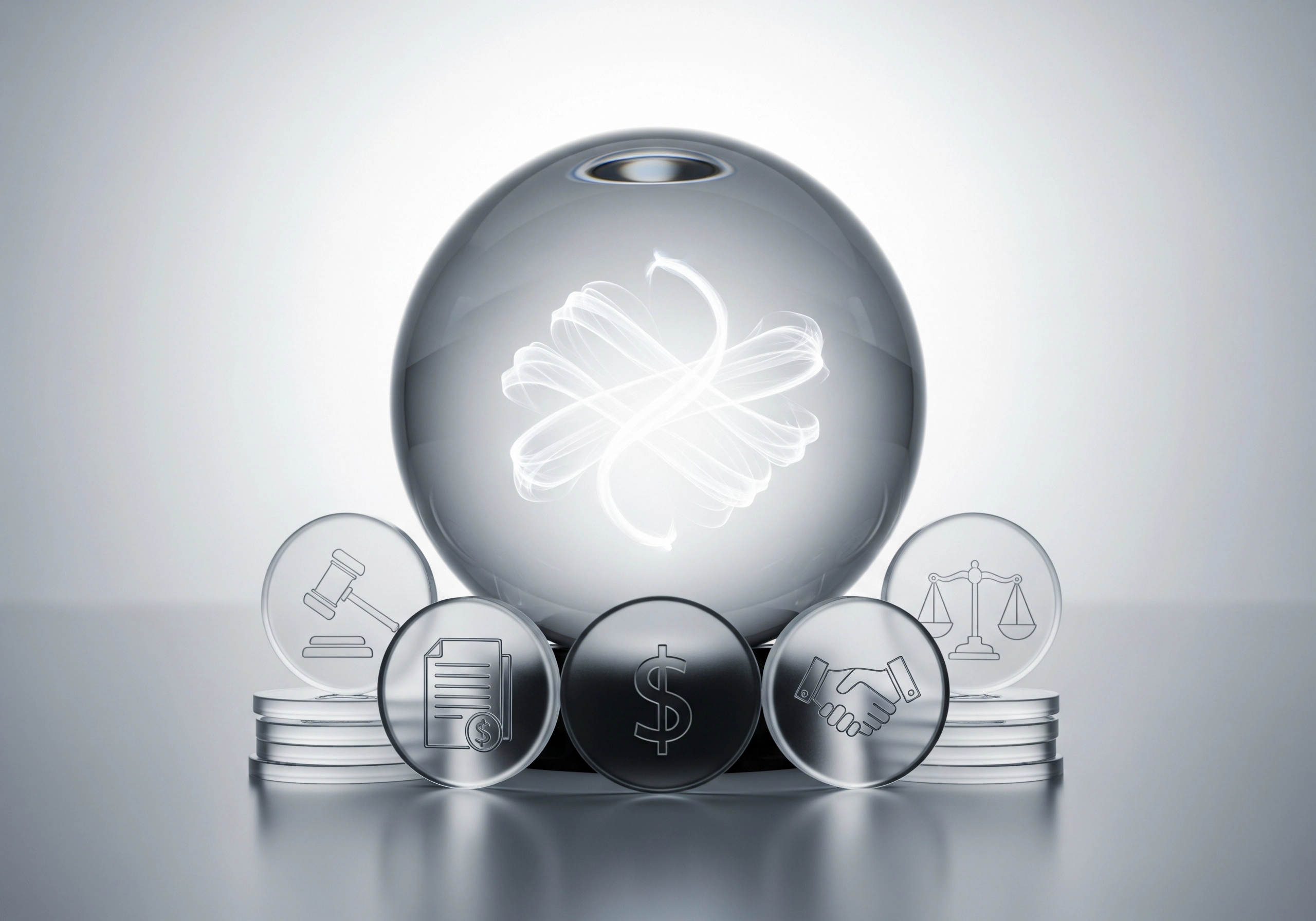Glass orb with legal symbols representing justice in criminal cases.