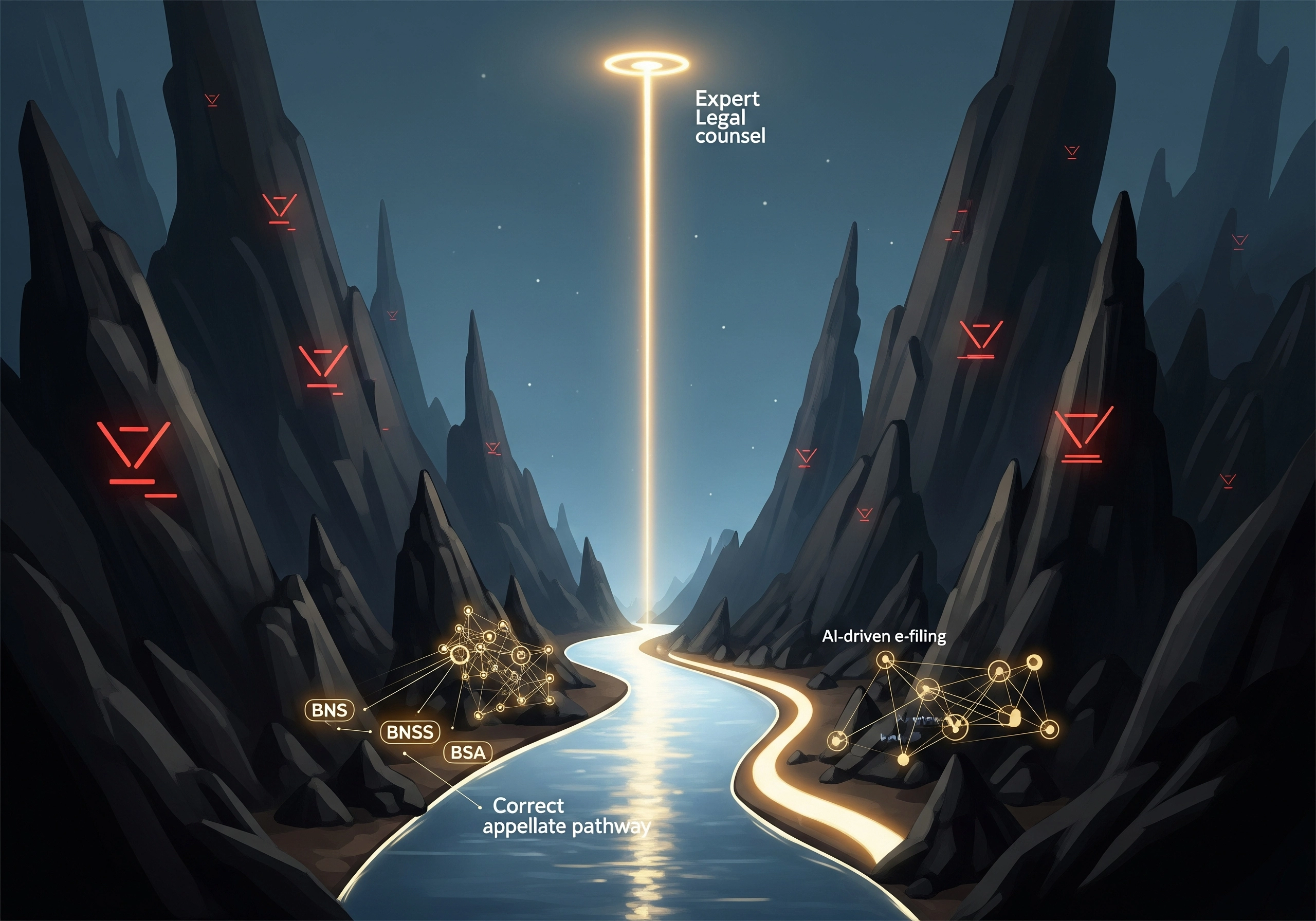 River flowing through mountains toward 'Expert Legal Counsel,' showing the correct appellate pathway for a Supreme Court appeal.