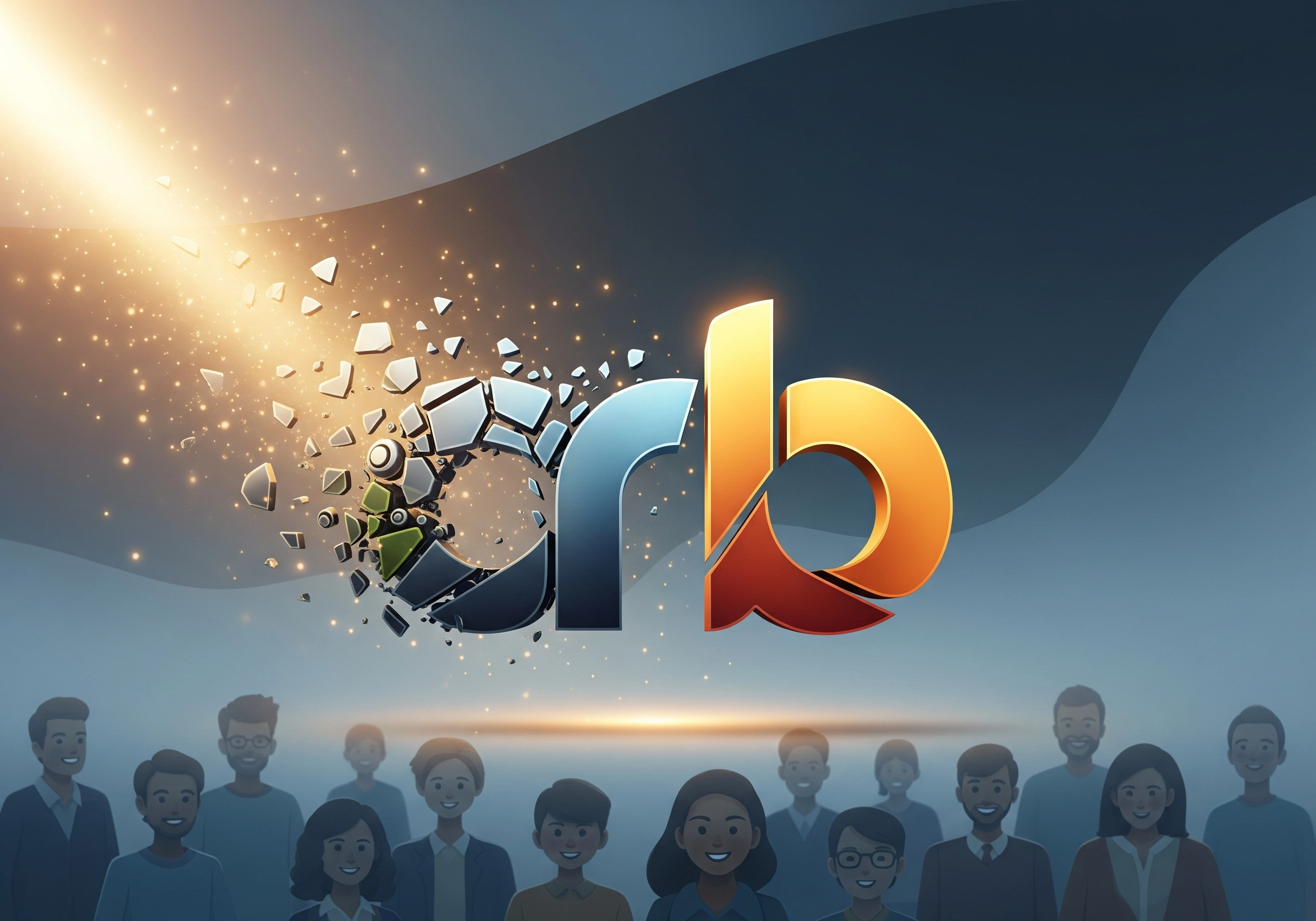 Abstract logo with crowd, illustrating AI humanizer and audience connection.