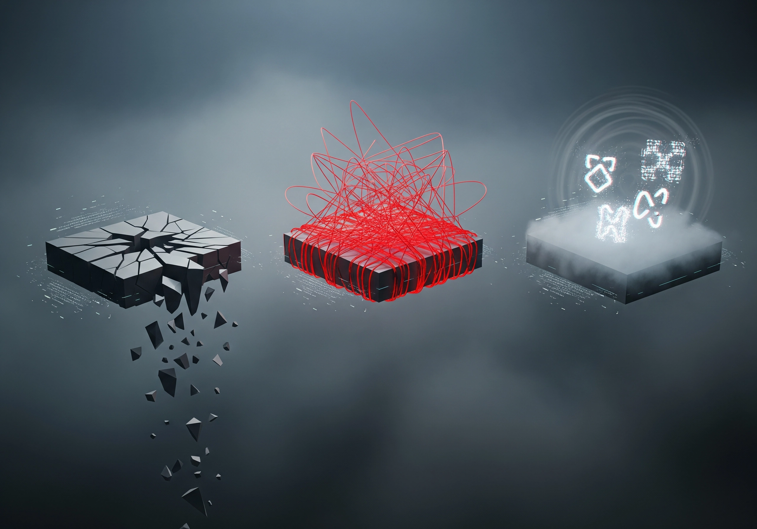 Three blocks showing destruction, chaos, and AI optimisation for beginner SEO.