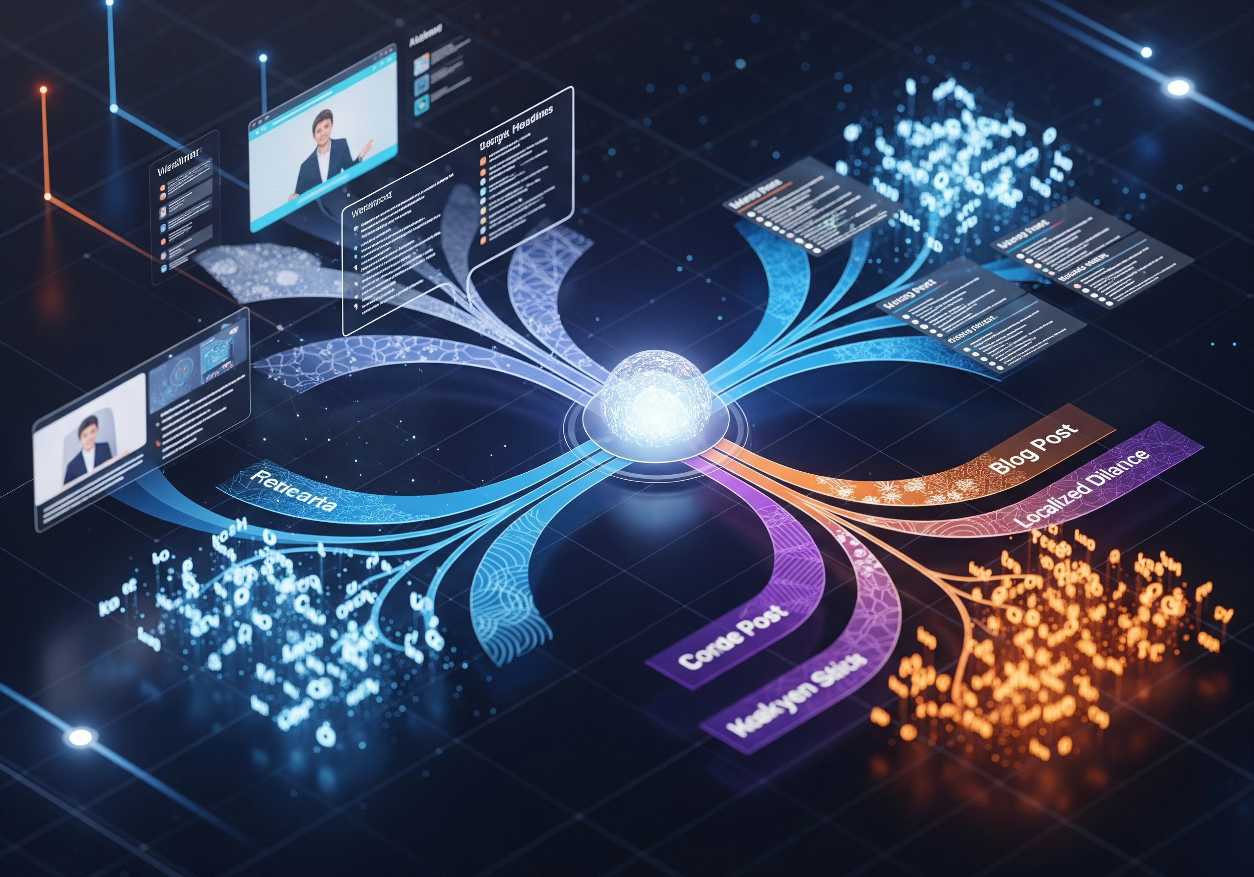 Digital diagram showing workflow for AI blog post generator software.