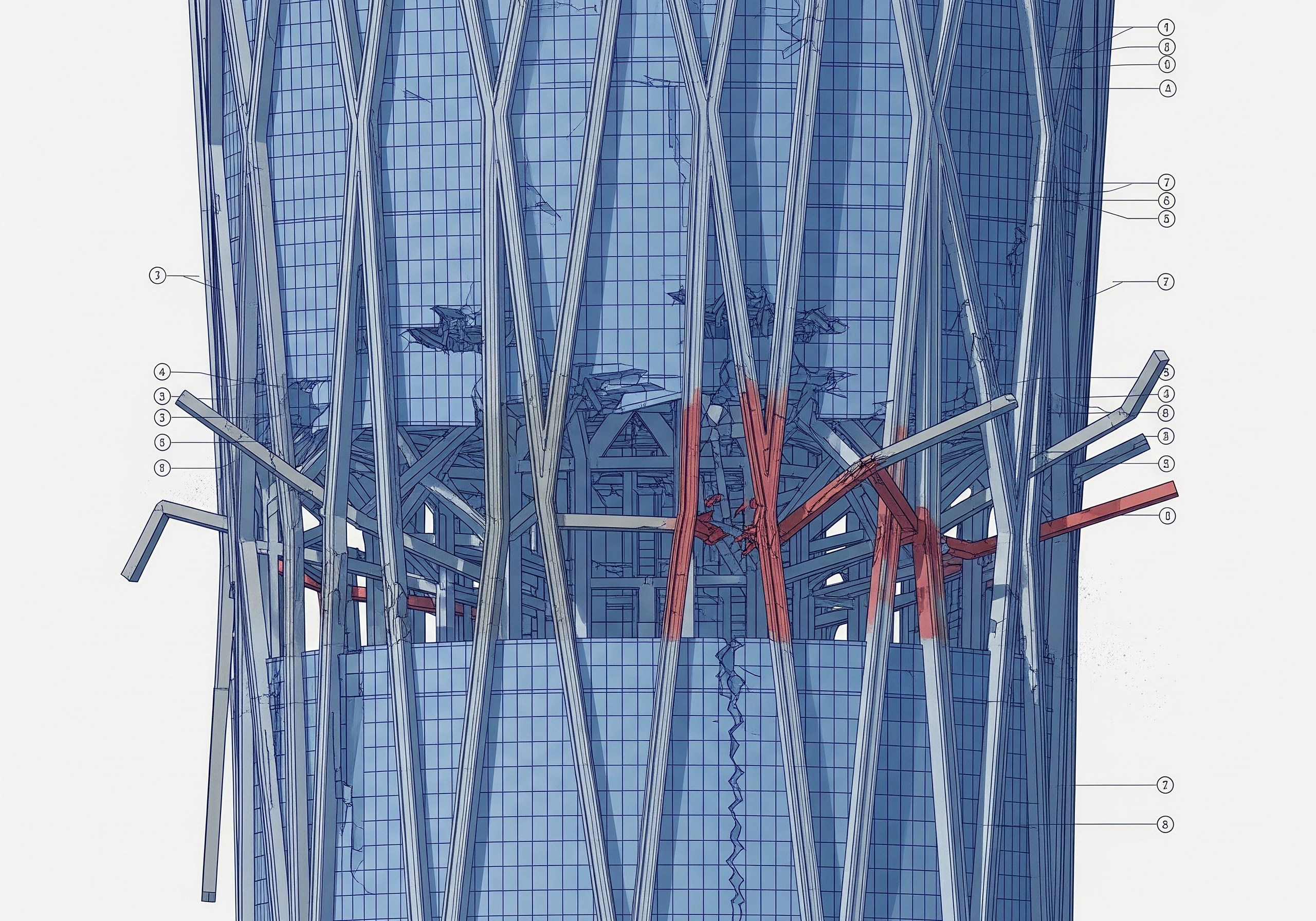 Architectural sketch of a skyscraper under construction with exposed framework.