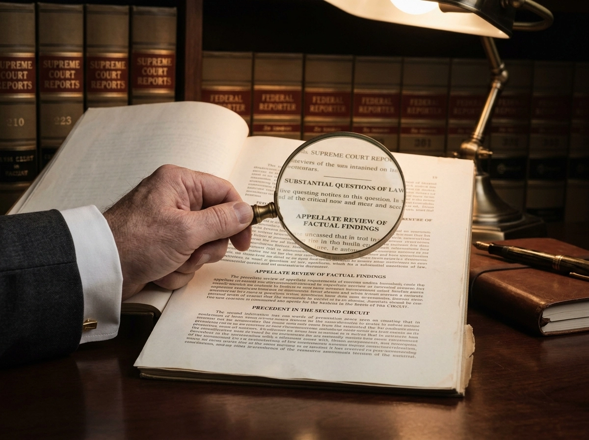 A lawyer reviews legal documents for a Supreme Court appeal process in Delhi.