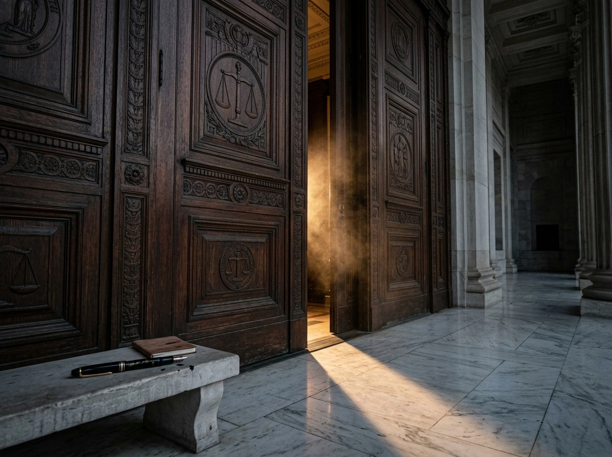 Grand wooden doors of the Supreme Court, essential for hiring Supreme Court counsel for your case.