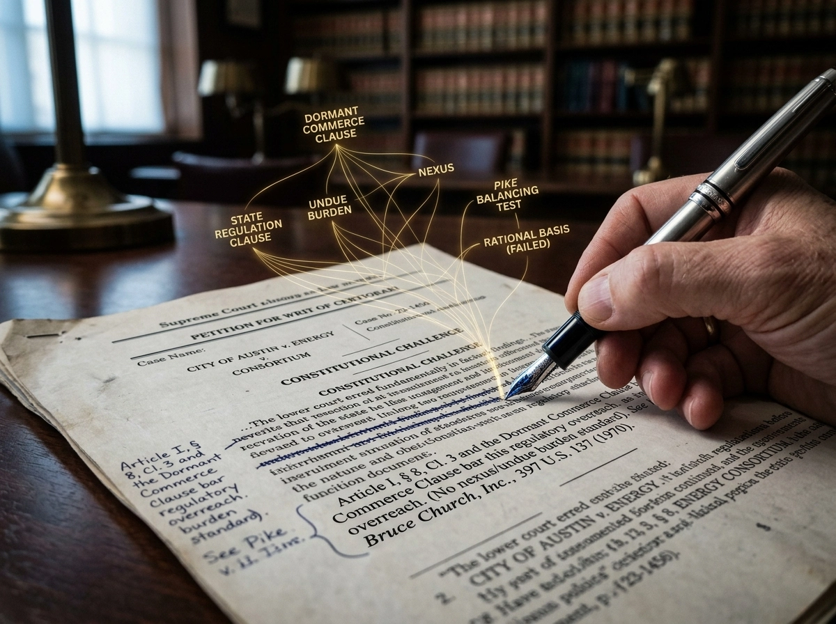 A lawyer drafting a Supreme Court appeal process document with complex legal strategy notes.