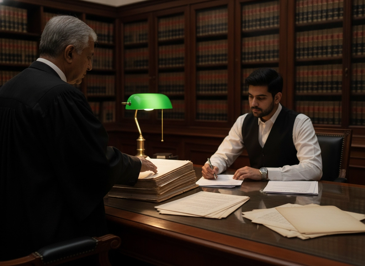 Lawyers reviewing documents for a Delhi High Court to Supreme Court appeal procedure.